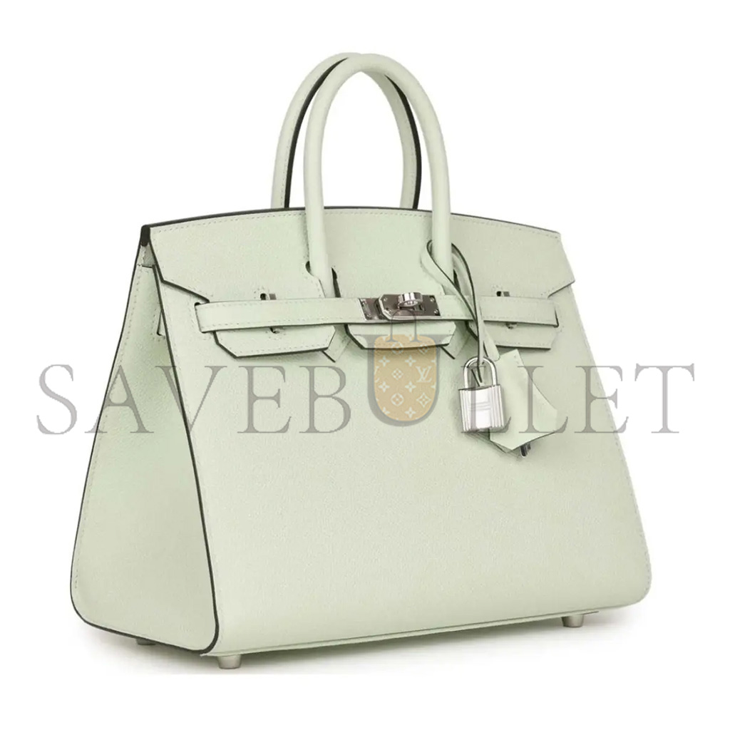 HERMÈS MASTER BIRKIN 25 SWIFT LEATHER BUBBLE GREEN SILVER BUCKLE BAG H049362CK01 (25*20*13cm)